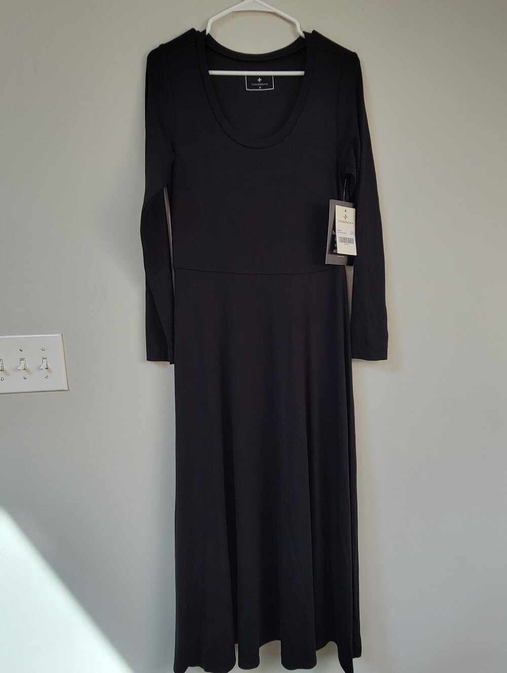 NWT Tuckernuck The Sara Black Maxi Stretch Dress Women Size M L Minimal Capsule